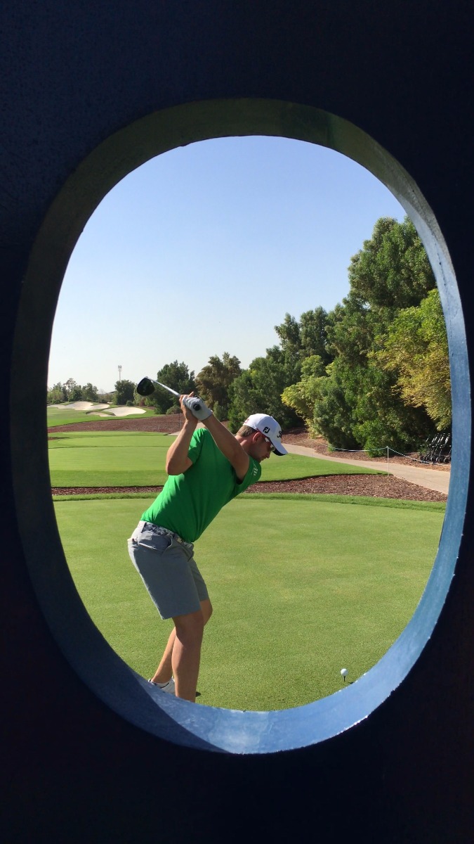 Bernd Wiesberger teeing it on his practice...